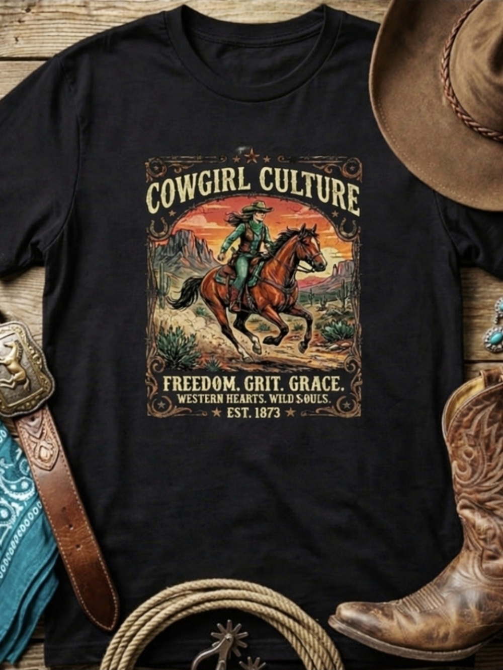 Cowgirl Culture Western Graphic Tee • Vintage Cowgirl Shirt • Rodeo Country Top